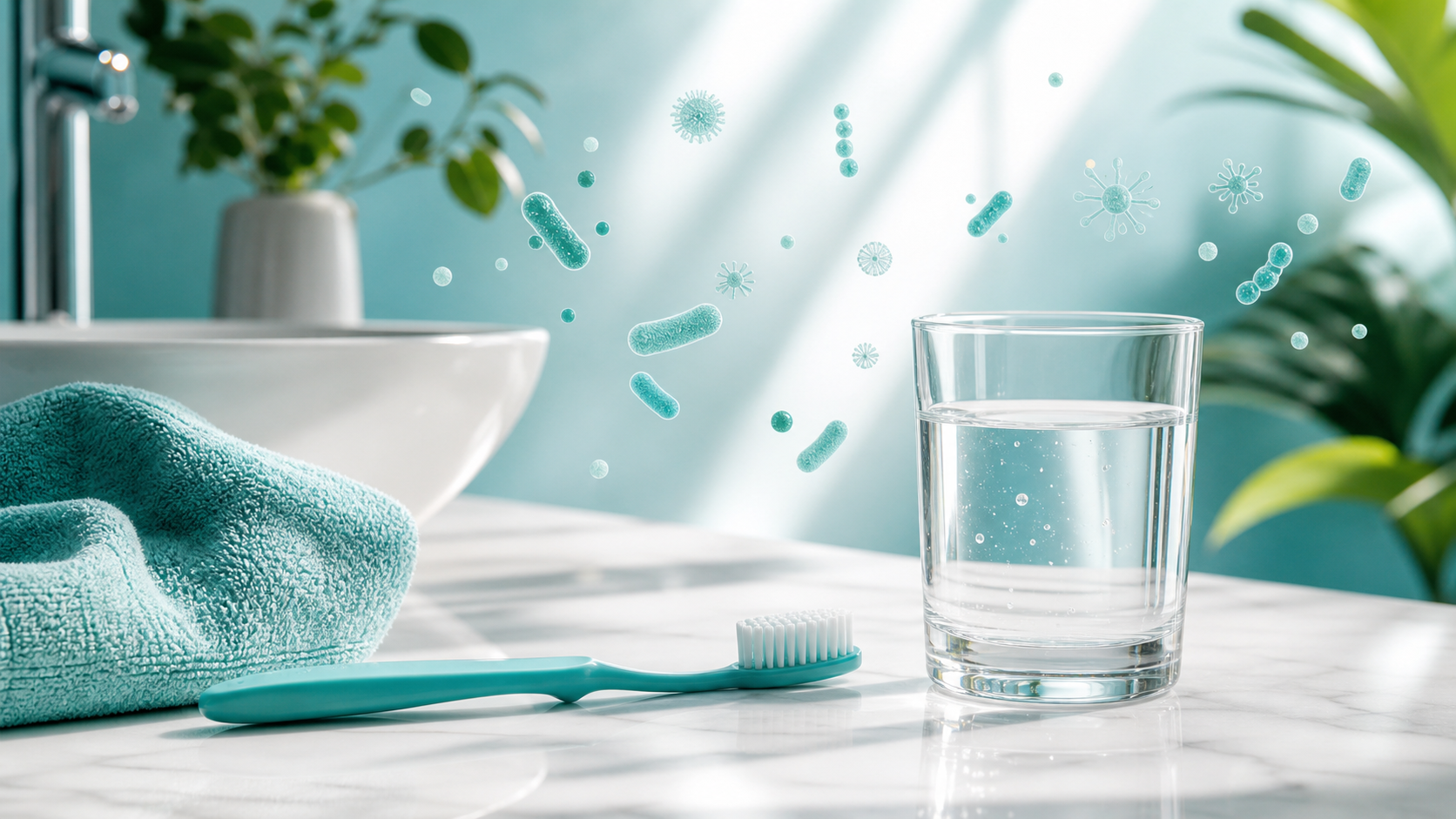 Toothbrush and probiotic-inspired oral wellness illustration for a DentaBiome buyer guide